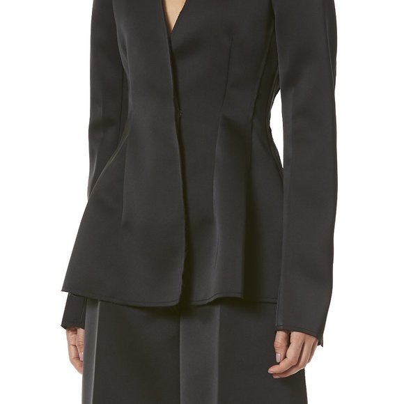 Carolina Herrera Double-bonded Satin Suit Jacket Black - Picture 5 of 7